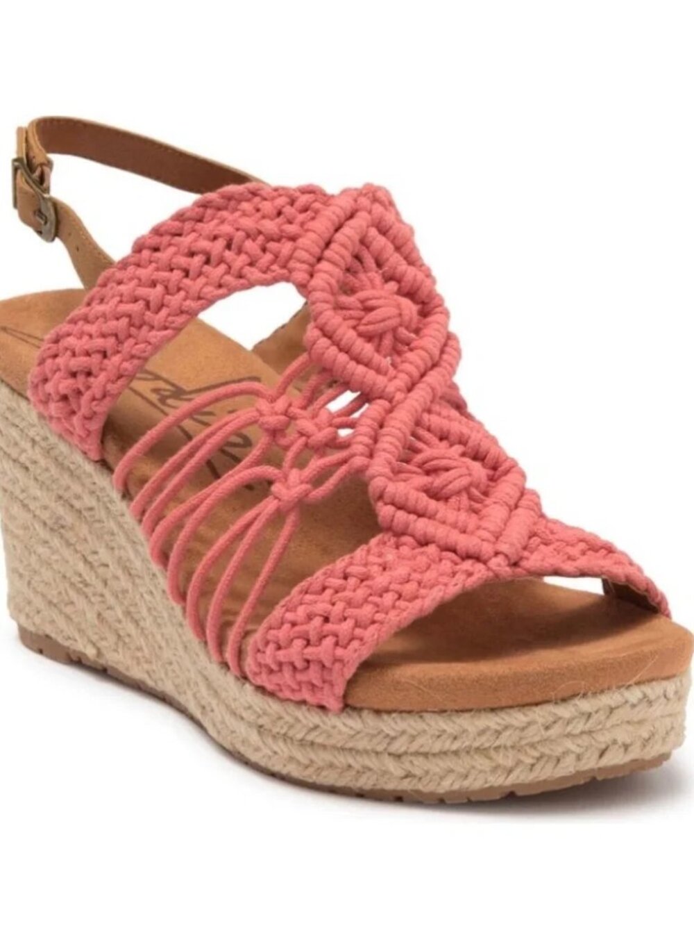 Zodiac Palm Pink Crochet Espadrille Boho Wedges Size 8.5